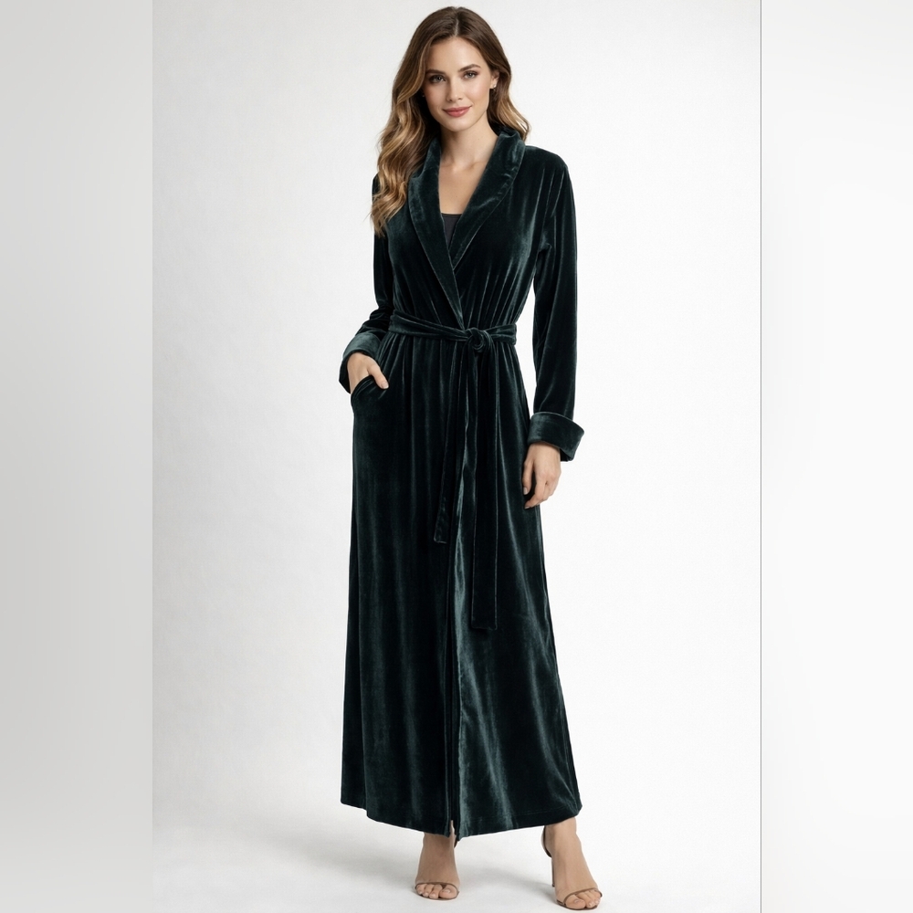 Lauren Ralph Lauren Robe Green Long Tie Waist NWT Women’s Loungewear Luxury